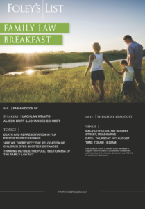 Foley's List Family Law Breakfast Flyer